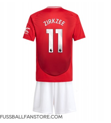 Manchester United Joshua Zirkzee #11 Replik Heimtrikot Kinder 2024-25 Kurzarm (+ Kurze Hosen)